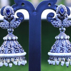 Oxidised german silver swan Jhumkas